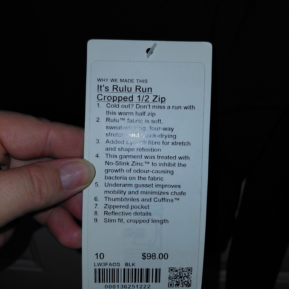 Lululemon Its Rulu Run Cropped 1/2 Zip - Picture 3 of 6